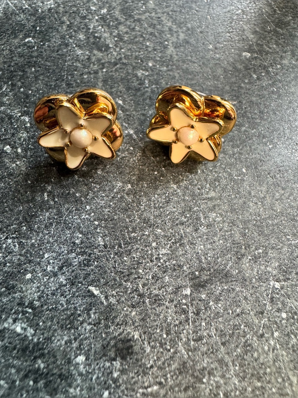 Kate Spade Gold and Cream Floral Earrings